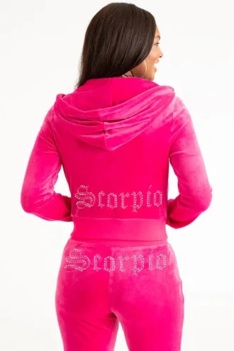 Scorpio Customizable Big Bling Velour Hoodie