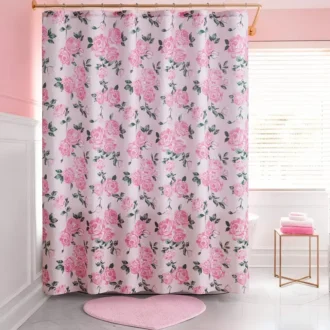 Shower Curtain and Hooks Set