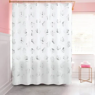 Shower Curtain and Hooks Set
