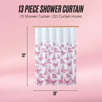 Shower Curtain and Hooks Set