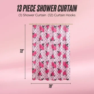 Shower Curtain and Hooks Set