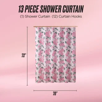 Shower Curtain and Hooks Set