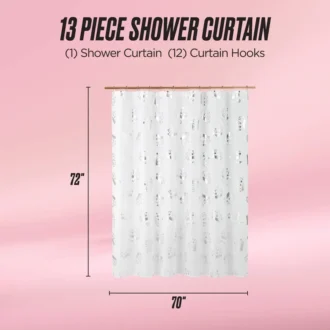 Shower Curtain and Hooks Set