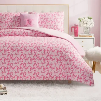 Solid Plush Reversible Cheetah Bows Comforter Set Solid Plush Reversible Cheetah Bows Comforter Set