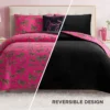 Solid Plush Reversible Cheetah Bows Comforter Set Solid Plush Reversible Cheetah Bows Comforter Set