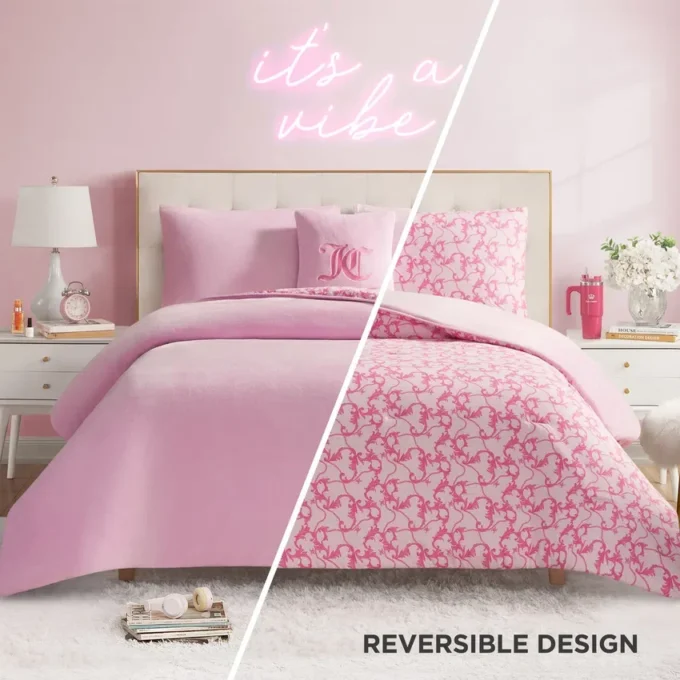 Solid Plush Reversible Cheetah Bows Comforter Set Solid Plush Reversible Cheetah Bows Comforter Set