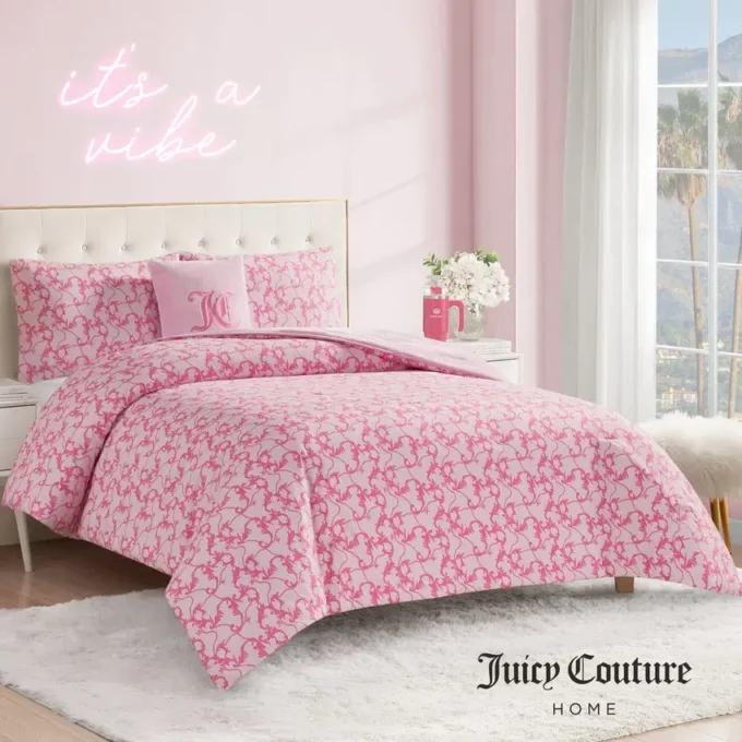 Solid Plush Reversible Cheetah Bows Comforter Set Solid Plush Reversible Cheetah Bows Comforter Set