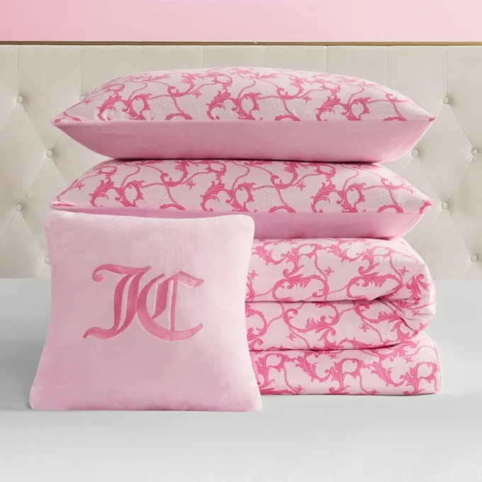 Solid Plush Reversible Cheetah Bows Comforter Set Solid Plush Reversible Cheetah Bows Comforter Set