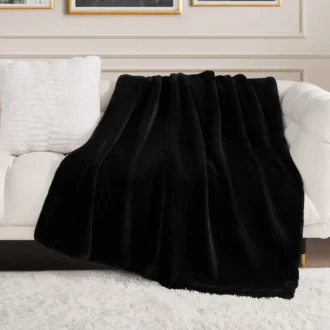 Solid Rabbit Mink Faux Fur Throw Blanket Solid Rabbit Mink Faux Fur Throw Blanket