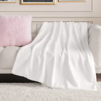 Solid Rabbit Mink Faux Fur Throw Blanket Solid Rabbit Mink Faux Fur Throw Blanket