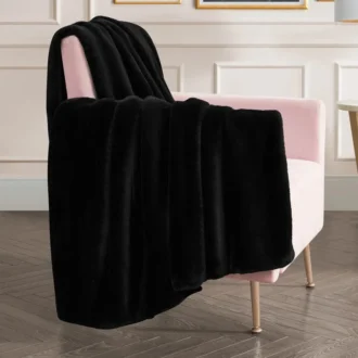 Solid Rabbit Mink Faux Fur Throw Blanket Solid Rabbit Mink Faux Fur Throw Blanket
