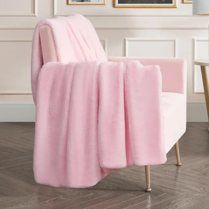 Solid Rabbit Mink Faux Fur Throw Blanket Solid Rabbit Mink Faux Fur Throw Blanket
