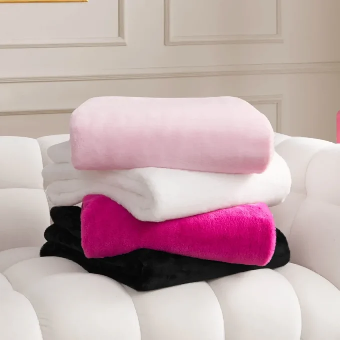 Solid Rabbit Mink Faux Fur Throw Blanket Solid Rabbit Mink Faux Fur Throw Blanket