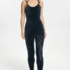 Strappy Script Velour Jumpsuit Strappy Script Velour Jumpsuit
