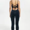 Strappy Script Velour Jumpsuit Strappy Script Velour Jumpsuit