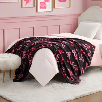 Sweet Cherry Bows Plush Throw Blanket