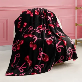 Sweet Cherry Bows Plush Throw Blanket