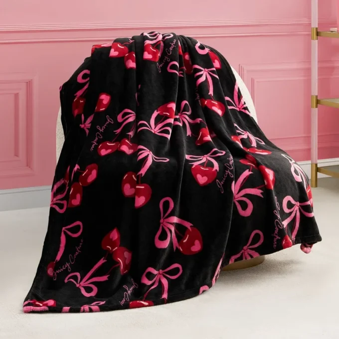 Sweet Cherry Bows Plush Throw Blanket Sweet Cherry Bows Plush Throw Blanket