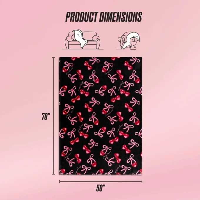 Sweet Cherry Bows Plush Throw Blanket Sweet Cherry Bows Plush Throw Blanket