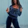 Technicolor Customizable Big Bling Velour Hoodie Technicolor Customizable Big Bling Velour Hoodie