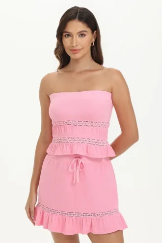 Towel Terry Lace Trim Tube Top Towel Terry Lace Trim Tube Top