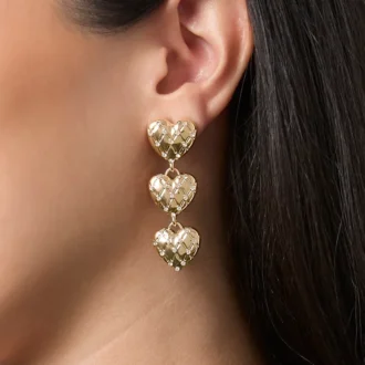 Triple Heart Drop Earrings