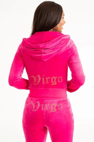 Virgo Customizable Big Bling Velour Hoodie