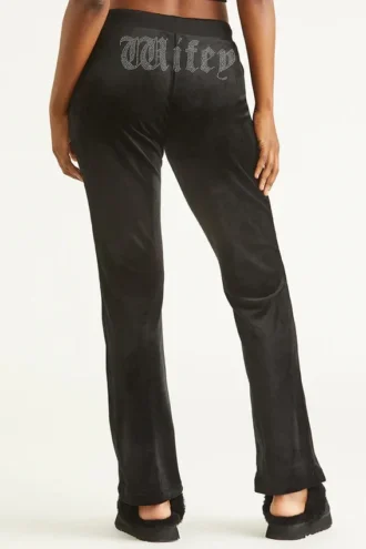 Wifey Customizable Big Bling Velour Track Pants